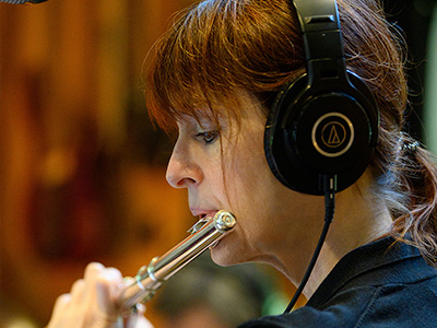 Patricia Julien recording flute